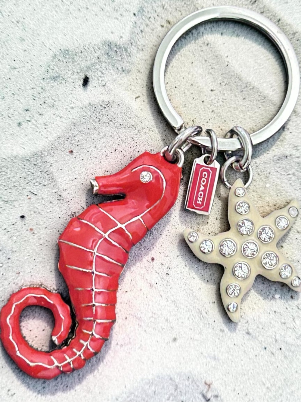 COACH Enameled Seahorse and Starfish Bag Charm Keyring
